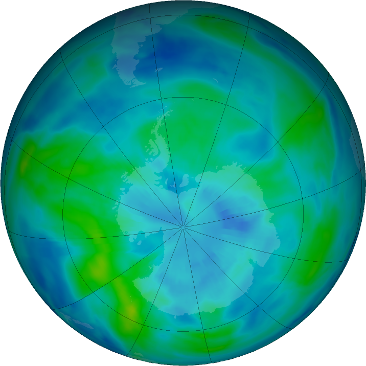 Antarctic ozone map for 30 March 2017